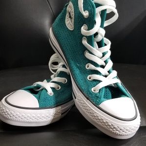 Teal high top converse